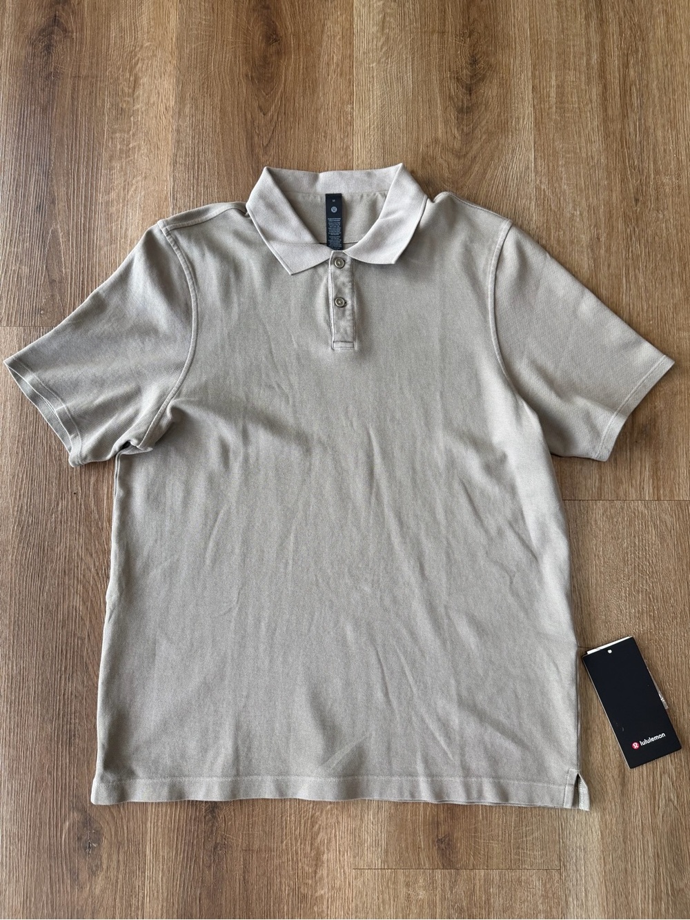 Lululemon Men's Cotton Pique Short Sleeve Polo Shirt in Light Beige